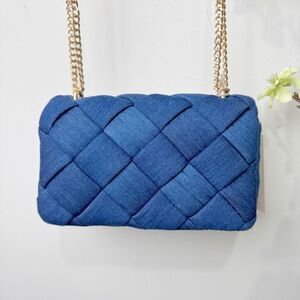 A New Day Quilted Denim Chain Shoulder Bag Blue NWT Mini Crossbody